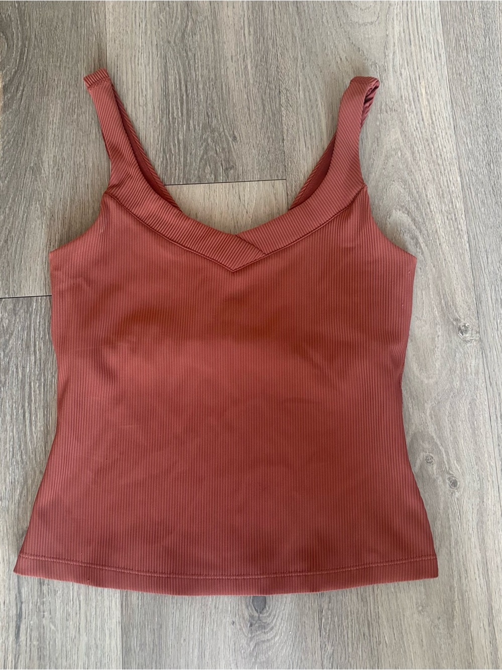 Beyond Yoga Ribbed V-Neck Tank in Clay Brown